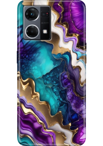 Oppo Reno 7 Kılıf (CPH2363) Desenli Silikon Kampanyalı Kapak Keskin Ametist