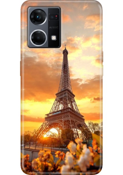 Oppo Reno 7 Kılıf (CPH2363) Egzotik Desenli Silikon Kampanyalı Kapak Eyfel