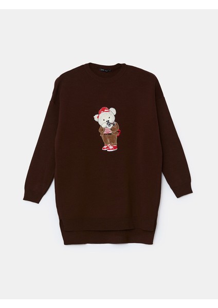 Yeni Sezon Ayı Teddy Nakışlı Oversize Kadın Triko Tunik indirimleri