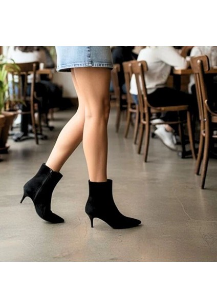 Süet Sivri Burun Kadın Klasik Bot