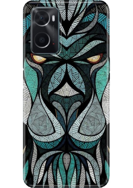 Oppo A76 Kılıf Silikon Tasarım Stok Lion Mandala
