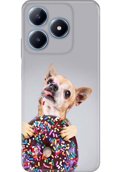 Realme C63 Kılıf Renkli Baskılı Silikon Donut Dog