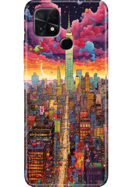 Poco C40 Kılıf Renkli Temalı Silikon Retro Newyork