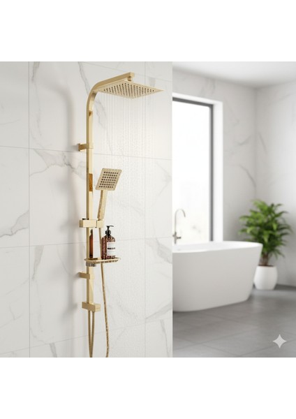 Gold Kare Tall Sistem Duş Seti