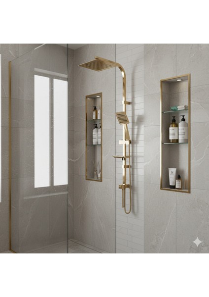 Gold Kare Tall Sistem Duş Seti fiyatları