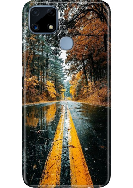 Realme C25 Kılıf Desenli Silikon Renkli Phone Case Korku Yolu