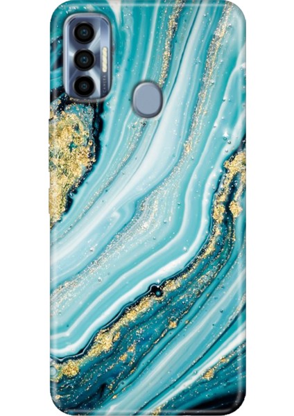 Tecno Spark 7 Pro Kılıf Renkli Silikon Simli Taş