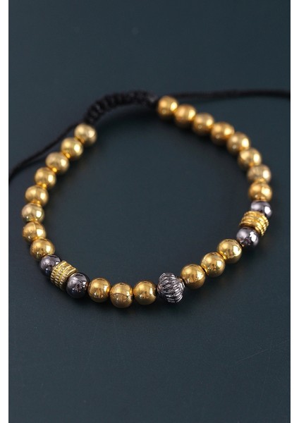 Doğal Taş Çember Model Gold ve Füme Renk Asansörlü Erkek Bileklik fiyatları