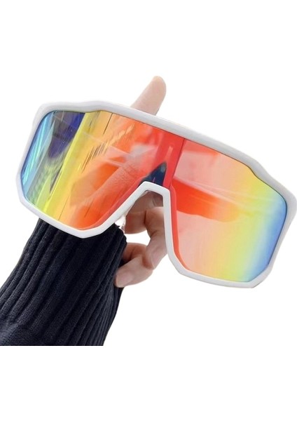 Yeni Bisiklet Rüzgar Geçirmez Gözlükler Açık Büyük Çerçeve Bisiklet Kayak Gözlükleri Dağ Yolu Dağ Bisikleti Spor Gözlükleri Kadın Beyaz Çerçeve (Yurt Dışından)