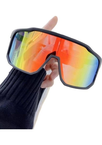 Yeni Bisiklet Rüzgar Geçirmez Gözlükler Açık Büyük Çerçeve Bisiklet Kayak Gözlükleri Dağ Yolu Dağ Bisikleti Spor Gözlükleri Kadın Siyah Çerçeve (Yurt Dışından)