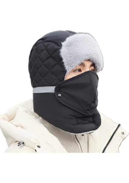 Erkekler ve Kadınlar Için Yeni Rüzgar Geçirmez Şapka, Kış Kalınlaştırılmış Sıcak Pamuklu Şapka, Bisiklet Kulak Koruması ve (Yurt Dışından)