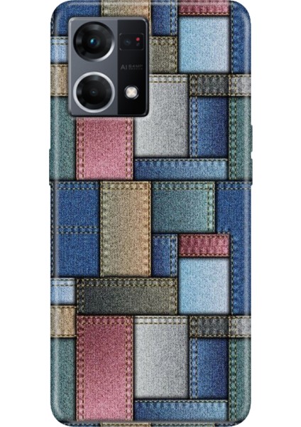 Oppo Reno 7 Kılıf (CPH2363) Desenli Silikon Kampanyalı Kapak Jean Pattern
