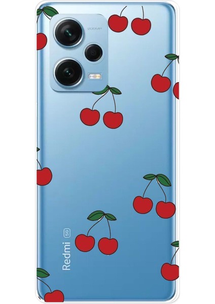 Redmi Note 12 Pro 5g Uyumlu Kirazlar Tasarımlı Baskılı Silikon Kılıf