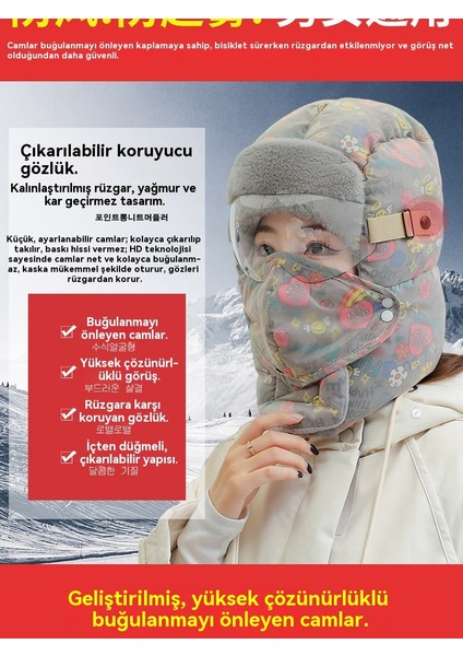 Yeni Lei Feng Şapka Kadın Kış Karikatür Bisiklet Elektrikli Bisiklet Şapkası Kış Rüzgar Geçirmez ve Sıcak Eser Soğuk Koruma Kulak Koruması ve Yüz Koruması Iki Parçalı Set (Yurt Dışından) modelleri