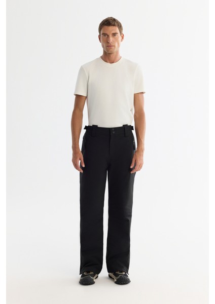 Erkek Siyah Su İtici Rüzgar Geçirmez Beli Ayarlanabilir Comfort Fit Kayak Pantolonu A42Y3125