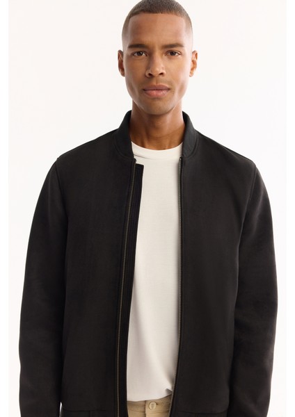 Erkek Siyah Bomber Yaka Süet Dokulu Mevsimlik Comfort Fit Mont B006045 fiyatları