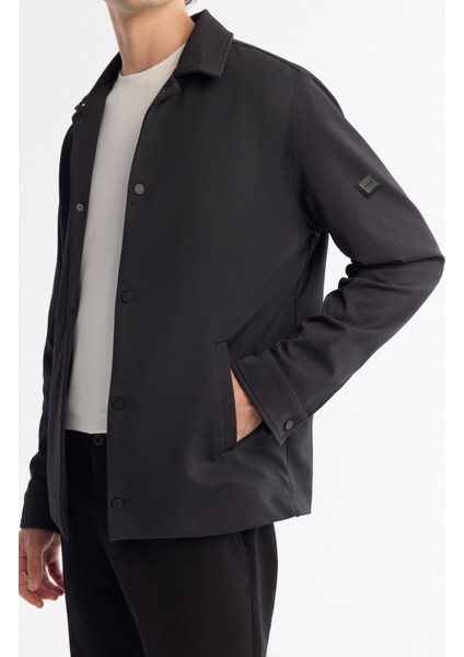 Erkek Siyah Klasik Yaka Hafif Bi-Stretch Mevsimlik Comfort Fit Mont A42Y6079 fiyatları