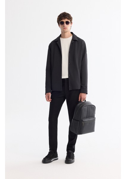 Erkek Siyah Klasik Yaka Hafif Bi-Stretch Mevsimlik Comfort Fit Mont A42Y6079 indirimleri