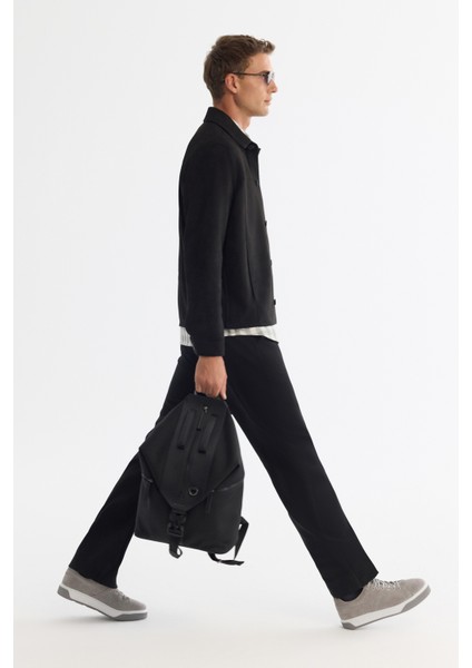 Erkek Siyah Klasik Yaka Süet Dokulu Mevsimlik Comfort Fit Mont A42Y6076 modelleri