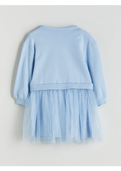 Yeni Sezon Bisiklet Yaka Frozen Baskılı Kız Çocuk Elbise modelleri