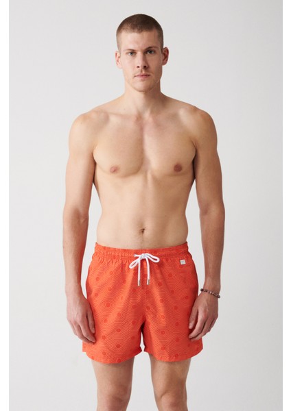 Erkek Turuncu Geometrik Baskılı Deniz Şortu A31Y3802 fiyatları