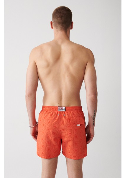 Erkek Turuncu Geometrik Baskılı Deniz Şortu A31Y3802 modelleri