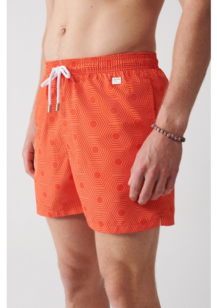 Erkek Turuncu Geometrik Baskılı Deniz Şortu A31Y3802 indirimleri