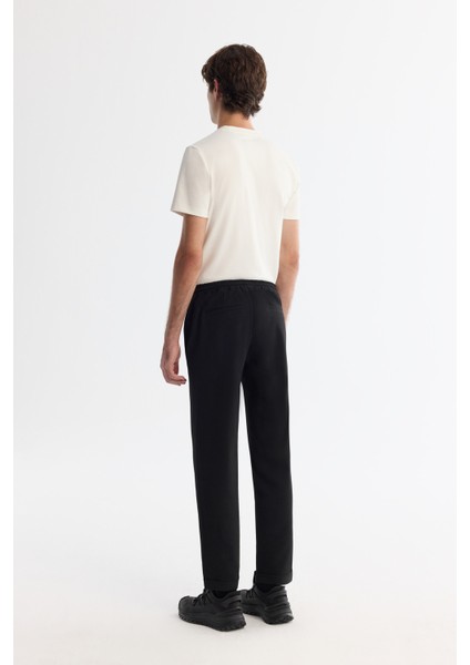 Erkek Siyah Beli Lastikli Bağcıklı Duble Paça Jogger Relaxed Fit Pantolon E003000 modelleri