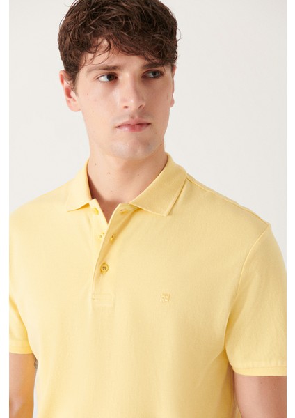 Erkek Sarı Basic Pamuklu Polo Yaka T-shirt E001004 fiyatları
