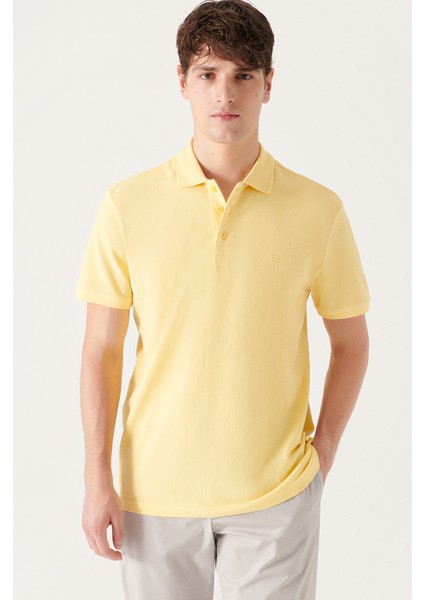 Erkek Sarı Basic Pamuklu Polo Yaka T-shirt E001004 fırsatları
