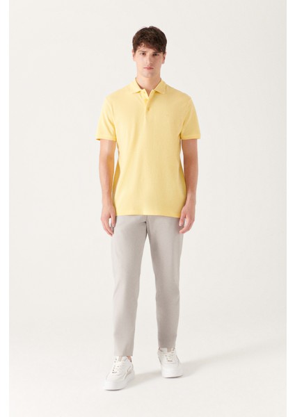 Erkek Sarı Basic Pamuklu Polo Yaka T-shirt E001004 indirimleri