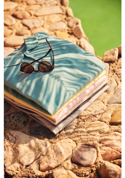 Erkek Sarı Basic Pamuklu Polo Yaka T-shirt E001004