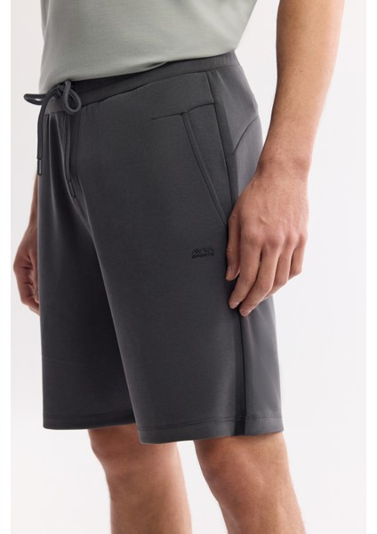 Erkek Antrasit Beli Lastikli Bağcıklı Soft Touch Örme Regular Fit Şort A51Y3602 indirimleri