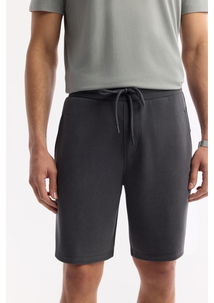 Erkek Antrasit Beli Lastikli Bağcıklı Soft Touch Örme Regular Fit Şort A51Y3602
