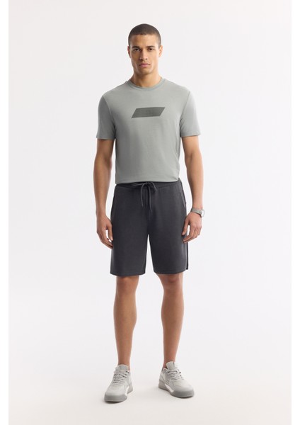 Erkek Antrasit Beli Lastikli Bağcıklı Soft Touch Örme Regular Fit Şort A51Y3602