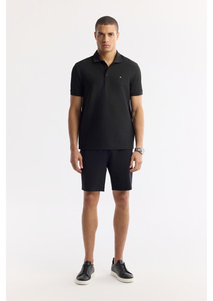 Erkek Siyah Polo Yaka Jakarlı Elastan Regular Fit T-Shirt A51Y1121 indirimleri