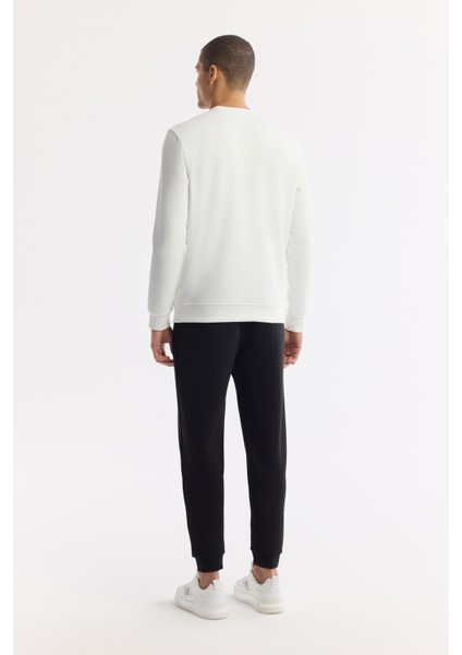 Erkek Ekru Bisiklet Yaka Baskılı Bi-Stretch İnterlok Regular Fit Sweatshirt A51Y1208 fırsatları