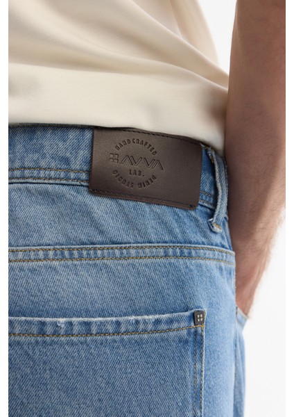 Erkek Mavi Eskitme Yıkama Tokyo Straight Fit Jean Pantolon A42Y3535