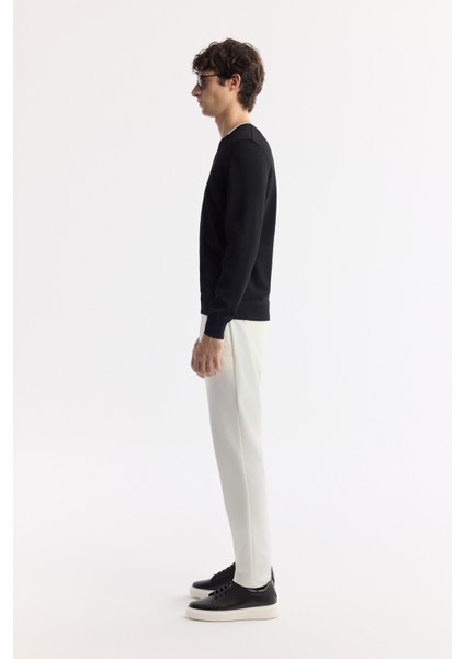 Erkek Siyah Bisiklet Yaka Dokulu Rayon Triko Regular Fit Kazak A51Y5156 modelleri