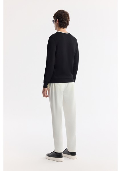 Erkek Siyah Bisiklet Yaka Dokulu Rayon Triko Regular Fit Kazak A51Y5156 fırsatları