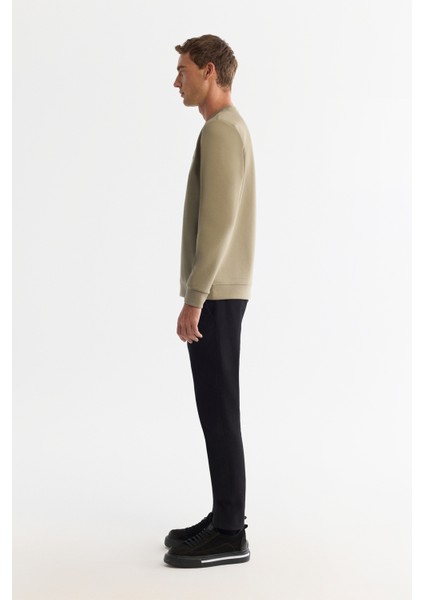 Erkek Vizon Bisiklet Yaka Pamuklu Baskılı Elastan Regular Fit Sweatshirt A42Y1206 fırsatları