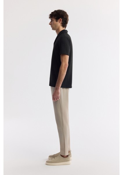 Erkek Siyah Şal Yaka Viskon Karışımlı Jakarlı Regular Fit T-Shirt A51Y1071 modelleri