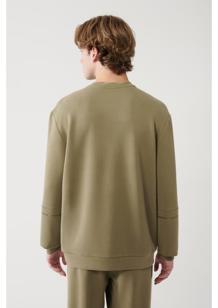 Erkek Haki Bisiklet Yaka Baskılı Soft Touch Regular Fit Sweatshirt A41y1222 fırsatları