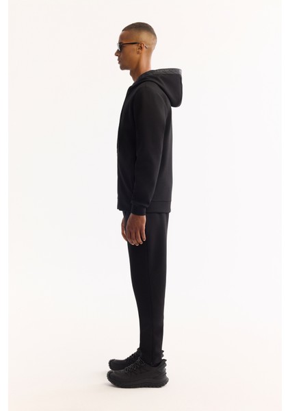 Erkek Siyah Kapüşonlu Yaka Fermuarlı Pamuklu Bi-Stretch Regular Fit Sweatshirt A52Y1270 indirimleri