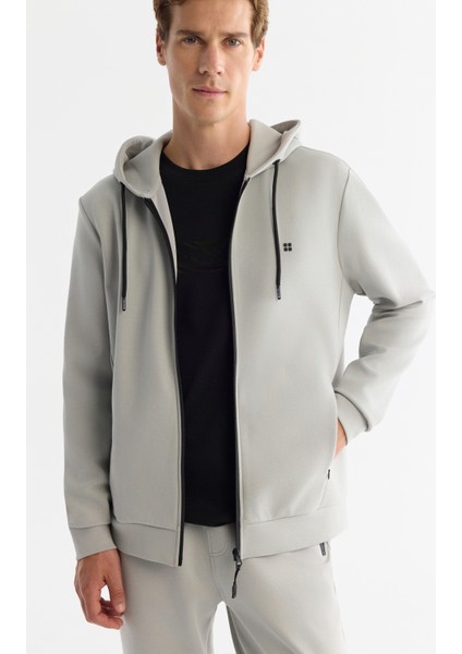 Erkek Gri Kapüşonlu İnterlok Kumaş Fermuarlı Basic Regular Fit Sweatshirt B001102 fiyatları