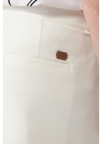 Erkek Beyaz Klasik Bel Pileli Baggy Fit Örme Pantolon A41Y3075