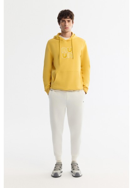 Erkek Sarı Kapüşonlu Pamuklu Baskılı Elastan Regular Fit Sweatshirt A42Y1324 indirimleri