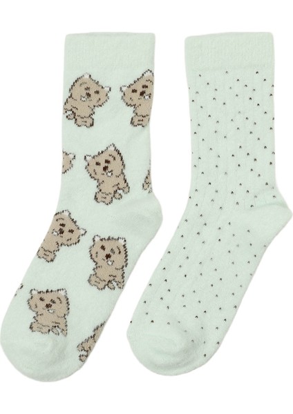 Cat Wrm 2 Lı Skt-W 5pr Yesıl Multı Kadın 2'li Soket Çorap