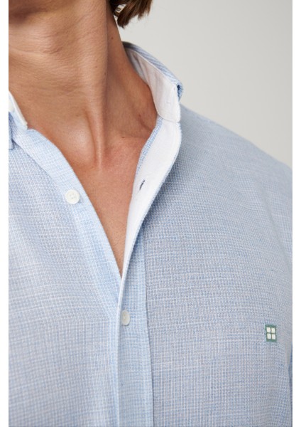 Erkek Açık Mavi Düğmeli Yaka Pamuklu Regular Fit Gömlek A41Y2130 indirimleri