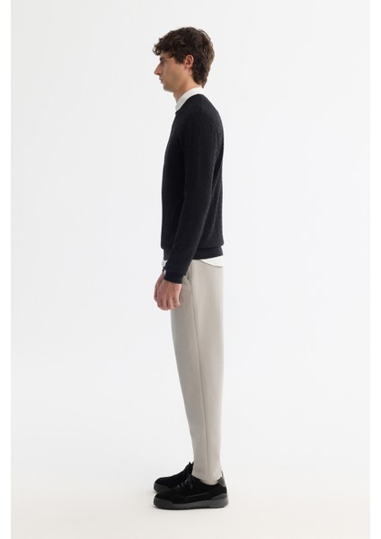 Erkek Siyah Bisiklet Yaka Jakarlı Soft Touch Triko Regular Fit Kazak A42Y5145 modelleri